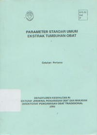 Parameter Standar Umum Ekstrak Tumbuhan Obat